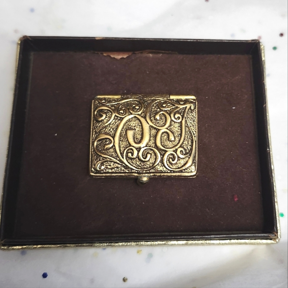 Vtg Corday Gold Tone Versailles Possession Perfume Solid In Box